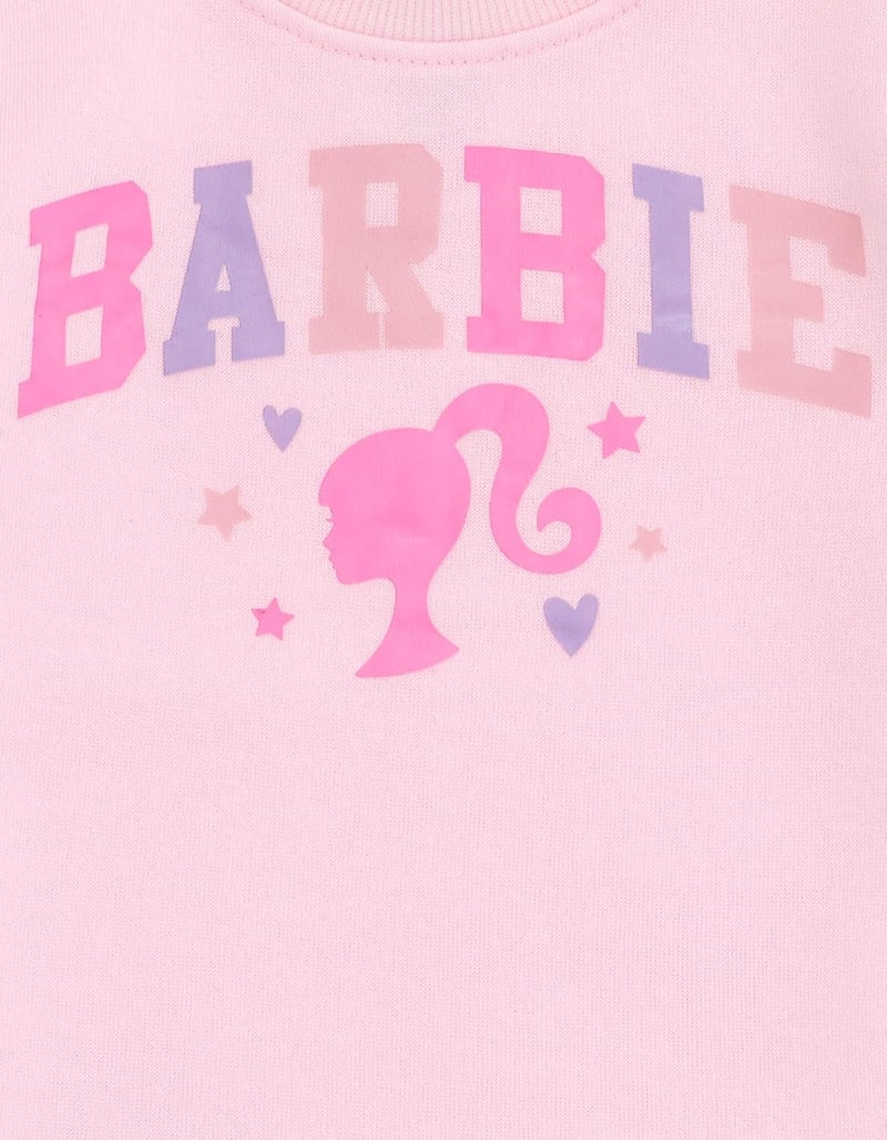 Barbie Girls Fleece Pullover Sweatshirt with Faux Fur Sleeves Toddler to Big Kid Sizes (2T - 14-16) - Image 2